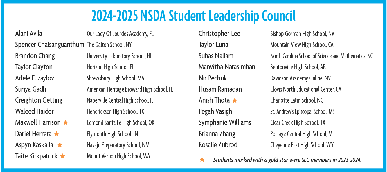 2024-2025 NSDA Student Leadership Council