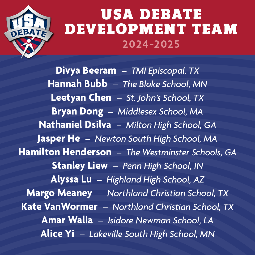 USA Debate Development Team: 2024 - 2025