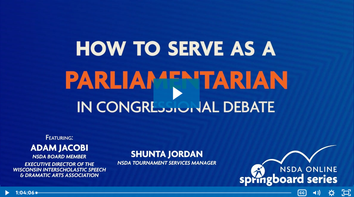 How to Serve as a Parliamentarian in Congressional Debate