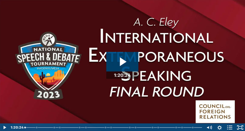 Nationals 2023 – International Extemp Finals<br />
